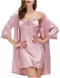 Women S Half Sleeve Satin Pajama Set 2 Piece Robe And Nightgown Set Silk Sleepwear Sleepwear Women Night Dress