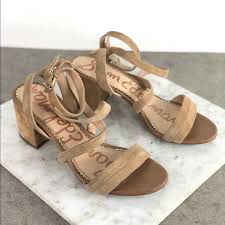 Sam Edelman Tan Nude Suede Strappy Heel Sandals Gem