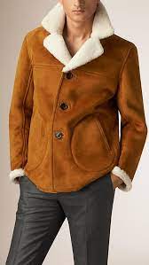 Suede And Shearling Donkey Jacket Mens Shearling Jacket Leather Sleeve Jacket Captain America Leather Jacket