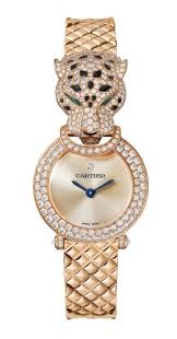The first panther motif materialized in 1914, wherein cartier designed a bezel on a ladys round wrist watch paved with diamonds and onyx. Panthere De Cartier Iconic Hypnotic Wild Watch I Love