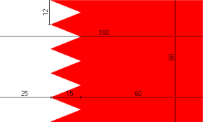 علم قطر‎) is in the ratio of 11:28. Bahrain