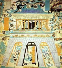 华美深邃 壁画中美轮美奂的唐代建筑 腾讯 painting art painting chinese painting