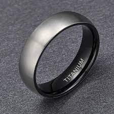 Ring In Matt Silver Titanium With Black Finish On The Inside Etsy In 2021 Titanium Rings For Men Black Titanium Ring Mens Wedding Rings