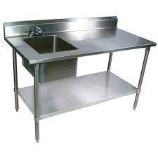 Stainless steel sink tables g2 provides quality stainless steel tables with sinks for commercial kitchen, food processing, government, hospital, industrial, laboratory, medical, oil and gas, pharmaceutical, research, and semiconductor facilities for more than 20 years. Stainless Steel Rectangular Ss Work Tables Sink Rs 7000 Piece Id 16058120633