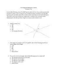 Great ebook you must read is geometry semester 1 practice test. 2016 Regional Geometry Exam Final Triangle Circle