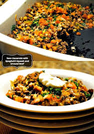 Spaghetti Squash Taco Casserole With Ground Beef And Cheese Ground Beef Casserole Spaghetti Squash Spiralizer Recipes
