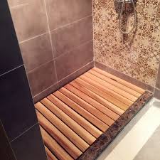 Non skid mat for bathroom. Red Ps Shower Floor Non Slip Mat Wooden Foot Pad Preservative Wood Pedal Bathroom Anti Skid Mat Shower Room Cushion Can Be Customized