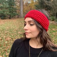 Red Winter Headband, Winter Hair Band, Red, Handmade, Knitted