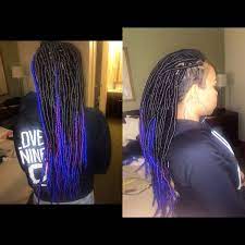 Faux Locs Using Marley Hair With Blue And Purple Tips Done By Me Edem Eyam Natural Hair Inspiration Marley Hair Natural Hair Styles