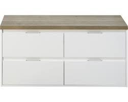 Ihr waschbeckenunterschrank aus holz oder in weiß bei höffner! Waschtischunterschrank Porto 120 Cm Mit Waschtischplatte 4 Schubladen Weiss Hochglanz Eiche Natur Bei Hornbach Kaufen