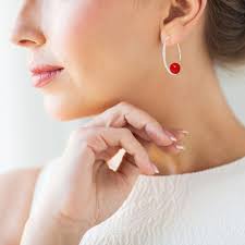 Coral Earrings for Women in Sterling Silver, Dyed Red Bamboo Coral Jewelry,  Trendy, 35th Anniversary Gifts for Her