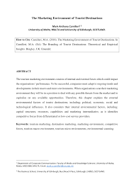 Pdf Chapter 1 The Marketing Environment Of Tourist Destinations