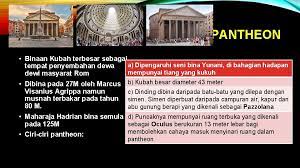 Seni bina melibatkan bangunan, jalan raya, saliran air dan tempat mandi awam. Bab 6 Peningkatan Tamadun Yunani Dan Rom Standard
