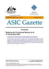 A searchable index is used to locate pages from the gazettes, which are also available in pdf. Contents Banking Act Unclaimed Money As At 31 December 2001