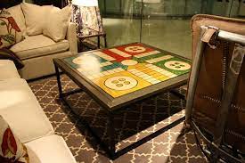 For couples and singles who love to have friends around. Ludo Coffee Table Andrewmartin Interiordesign Decor Board Game Coffeetable Buttons Table