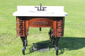 Vintage White Sewing Machine Sink By Bluebirdauthentiks On Etsy Repurposing At It S Best White Sewing Machine Sewing Machine Tables Sewing Table