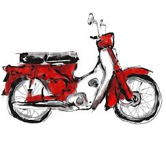 Quick Sketch Using Krita Krita Digitalart Digitalwatercolor Watercolor Painting Illustration Sketch Red Motorcycle Honda C70 In Seni Desain Gambar