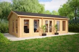 Grosses Gartenhaus C 30m2 70mm 4x8 Hansagarten24 Garden Log Cabins Large Summer House Summer House Garden