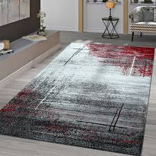 Dank der großen palette an hellen und dunklen nuancen, lassen sich alle räumlichkeiten ganz individuell verschönern, ob mit einem hellen teppich in silber oder einem dunkleren teppich in anthrazit. Teppiche Moderner Teppich Wohnzimmer Teppiche Grau Rot Mobel Wohnen