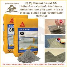 Mencari mesin bata simen dalam talian? 25kg Cement Tile Adhesive Ceramic Tile Stone Adhesive Floor Wall Thin Set Mortar Simen Gam For Building Material Lazada