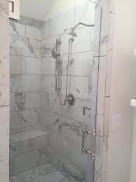 12 X24 Marble Tile Shower With Bench Urbantile Com Shower Tile Gray Tile Bathroom Shower Marble Shower Tile