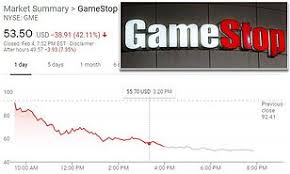 An angry mob on reddit is pushing up gamestop's stock price and pissing off a bunch of wall street firms. Gamestop Stock Drops By 42 In A Day As Reddit Rally Turns To Small Pharmaceutical Companies Daily Mail Online