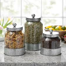 Sold individually or as a set of 6. Galvanized Metal And Glass Canisters Set Of 3 Kirklands