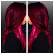 Deep Red And Hot Pink Hair Hot Pink Hair Pink Ombre Hair Hair Color Pink