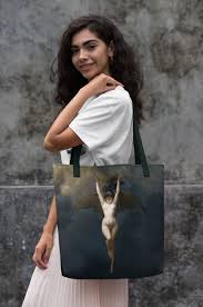 Goth Victorian Bat Tote Bag, La Femme Chauve-souris by Albert Joseph Pénot,  Albert Joseph Penot Batwoman Tote Bag, Gothic Handbag