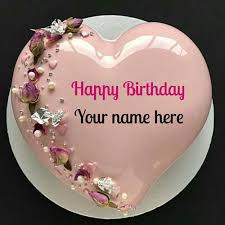 Birthday Cake Heart Shape For Wife Heart Shaped Birthday Cake With Name Romantic Birthday Cake With Name For Love Strawb Heart Shaped Birthday Cake Birthday Cake Writing Birthday Cake For Wife