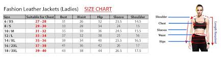 Clothes Stores Leather Jacket Size Chart