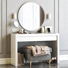 Beautiful dressing tablewp83the style of the table is great and the three drawers are spacious. Ikea Malm Dressing Table With Langesund Round Mirror And Strandmon Gray Ottoman Blender Market