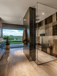 Badezimmer Fliesen Modern Holzoptik Glas Duschebereich Panoramafenster Contemporary Master Bathroom Contemporary Bathroom Designs Elegant Bathroom