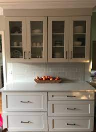 Our ready to assemble cabinets in ice white shaker feature 1/2 plywood box construction and solid 3/4 birch face frame that ensure durability. White Shaker Cabinet Fruit Bowl Glass Door Cabinet White Shaker Cabinet Shaker Cabinet Glass Cabinet Doors