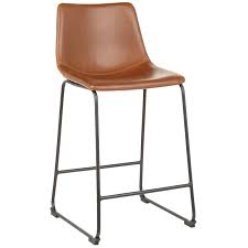 Sand stools with adhesive 100 grit, then paint them in bright colors motivated by a rainbow. Duke Cognac Industrial Modern Counter Stool 26in At Home