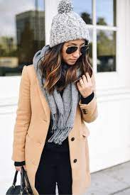 Brisk walk to the office? Grey Scarf With Camel Coat Outfits For Women 17 Ideas Outfits Lookastic