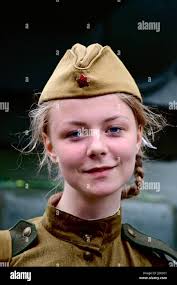 Portrait, War Photography, I photographed the representation of a young  Soviet girl, in the day of the Great Victory Stock Photo