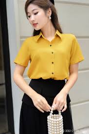 Áo Sơ Mi Tay Ngắn Basic - Vàng - AN 3061-2
