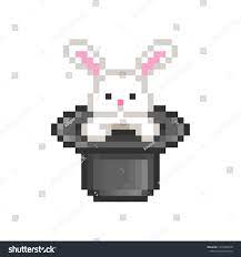 Rabbit In A Top Hat Pixel Art Character Icon Isolated On White Background Magic Trick With Bunny 8 Bit Illusionist Show Logo T Pixel Art Art Circus Animals