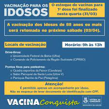 Clique nos cards para ampliar a imagem. Com O Fim Do Estoque De Doses Vacinacao Foi Adiada Para O Proximo Sabado 3 Prefeitura Municipal De Vitoria Da Conquista Pmvc