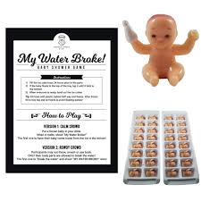 The kj essentials for baby story. Amazon Com My Water Broke Baby Shower Game By Shower Games Co With Mini Plastic Babies For Ice Cubes 32 People Classic Design Tan Or Brown Babies Caucasian Vintage Kitchen Dining