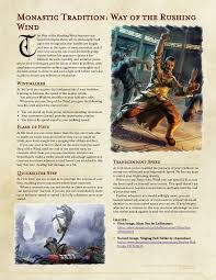 She had extracted the majority of the poison, but she was concerned about the remnants remaining in his blood stream. Monastic Tradition Way Of The Rushing Wind 1st Draft Dndhomebrew