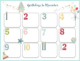 Birthday Calendar Template Printable Events Birthday Calendar Free Birthday Stuff Calendar Printables