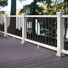 This vinyl railing is by far the best. Trex Railing Kit Select Classic White Rail With Round Black Balusters 36