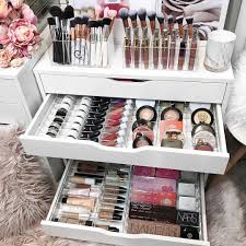 The best stackable organizer is the luxe acrylic modular makeup system from the container store. Struggling With Shallow Drawers And Finding The Best Way To Store Your Makeup In Them Makeup Drawer Organization Makeup Beauty Room Makeup Organization Vanity