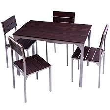 Giantex 5 Piece Dining Table Set W 4 Chairs Wood Metal Breakfast Kitchen Furniture Find Out More About The G Dining Table Setting Wooden Table Top Furniture