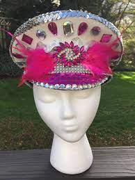 For Helena Fierce Fuchsia Festival Rave Party Hat Military Etsy Crazy Hats Party Hats Festival Hat