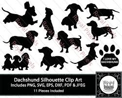 Black And White Dachshund Clipart Dachshund Silhouette Clip Art Set 11 Piece Pet Dog Silhouette Clip Art 7 Inches Instant Download Svg Png Dxf Eps Jpeg Pdf 30 Dachshund Silhouette Silhouette Clip Art Dog Silhouette