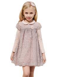 Buy Girl S Babydoll Dress Peter Pan Collar Hollow Out Patchwork Long Sleeve Dress At Jolly Chic