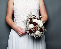 These top 10 rustic wedding bouquets include elaborate arrangements with peonies, ferns & succulents we've selected the top ten most gorgeously rustic wedding bouquets from some of our absolute fave rustic real weddings and shoots to inspire you for your own ravishingly rustic wedding. Winter Wedding Rustic Wonderland Small Bridal Bridesmaid Bouquet Ivory Flowers Pine Cones Burgundy Cedar Roses Lace Pearl Pins Dried Flowers